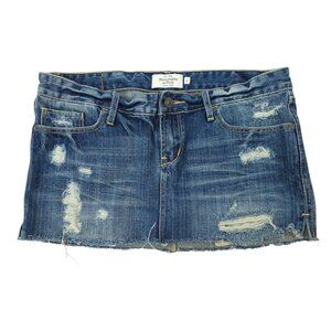 Abercrombie & Fitch Distressed Denim Mini Skirt Womens Size 2 Frayed Hem